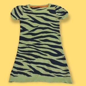 Crazy 8 sweater dress girls size S(5-6) green black zebra 100% cotton crazy8